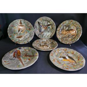 Jean Bertholle Six Plates Service Rambouillet 1970s