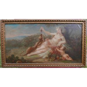 Large Painting Genre Scene Allegory Oil On Canvas 18th Century