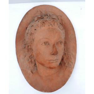 19th Century Terracotta Sculpture Of A Woman's Portrait