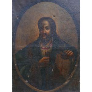 Large Portrait Of A Templar Man, Oil On Canvas, 18th Century