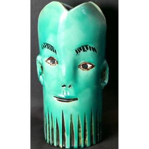 Pui Figurative Ceramic Vase From The 20th Century, Signed