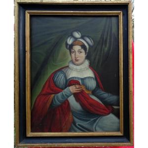 Large Portrait Of A Woman, Late First Empire Period, 19th Century, Oil On Canvas, Vienna