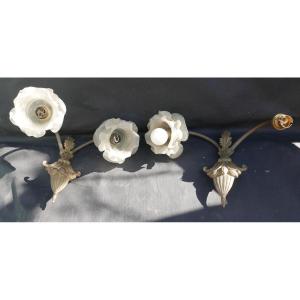 Pair Of Art Deco Glass Tulip Wall Sconces