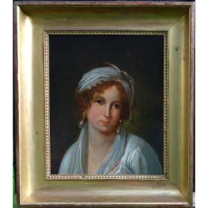 Portrait Of A Young Woman From The First Empire Period, Oil On Canvas, 19th Century