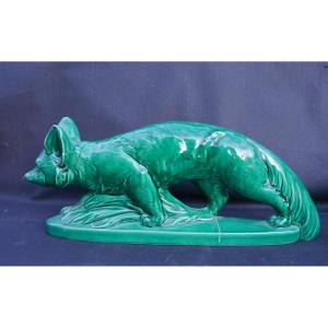Art Deco Glazed Ceramic Fox, 20th Century