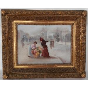 Parisian Genre Scene Signed Léonie Lebas Oil On Panel Late 19th Century