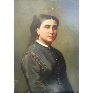Portrait Of A Woman, Napoleon III Era, Oil On Paper, 19th Century