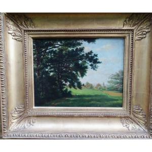 Chomel Painting, Rural Landscape, Swiss School, Oil On Panel, Late 19th Century