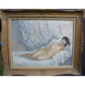 Roberte Chevalier Nude Portrait Of A Woman Oil/canvas 20th Century