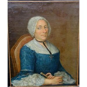 Portrait Of Woman Of Louis XV Period French School Of The XVIIIth Century Hst
