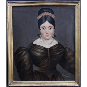 Eugène Lacroix Portrait Of Woman French School From The Beginning Of The XIXth Century H/t