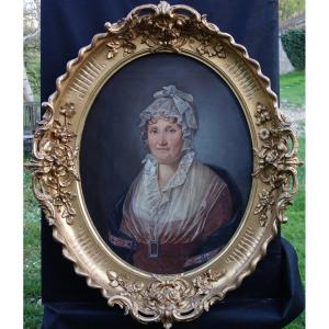 Portrait Of Woman Empire Period French School From The Beginning Of The XIXth Century H/t