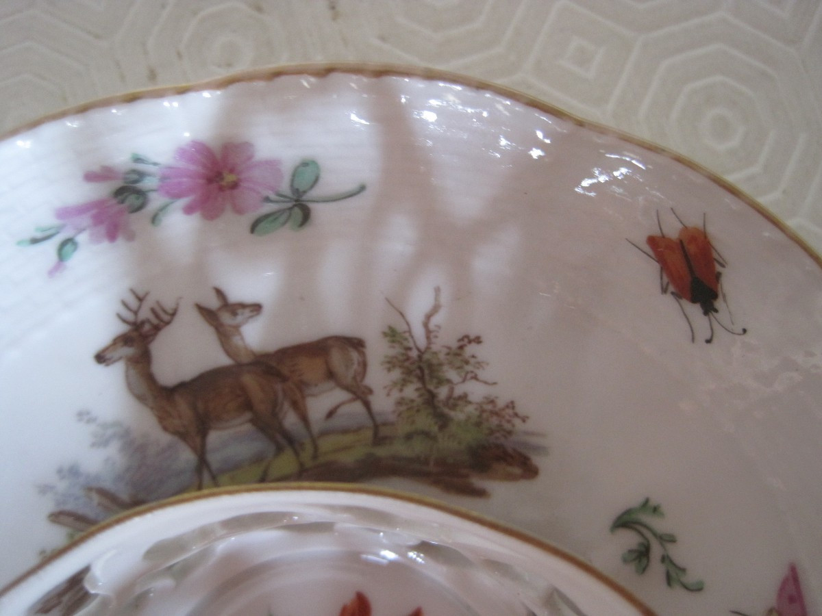 Tazza e piattino "trembleuse in porcellana, con scene di caccia, Berlino fine 18mo secolo-photo-4