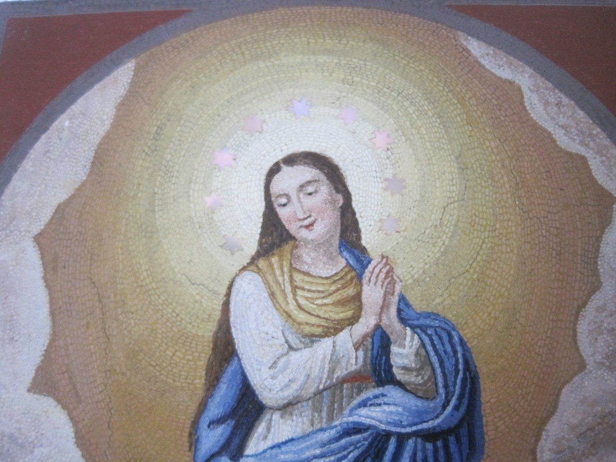 Grande placca in microsaico che rappresenta la Vergine Immacolata, Italia XIX secolo-photo-2