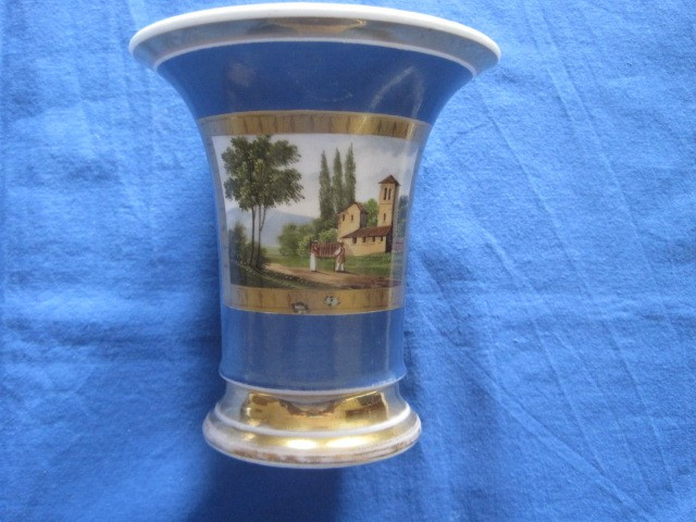 Vasetto in porcellana decorato con paesaggio, vecchia Parigi, 19° secolo