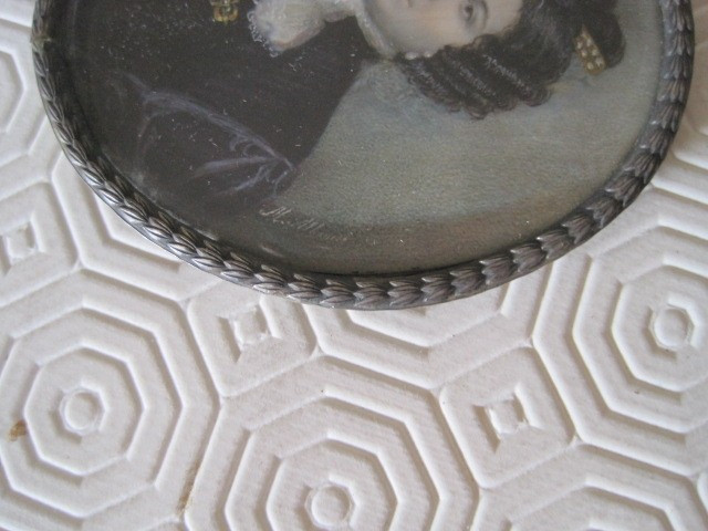 Coppia di ritratti in miniatura firmate M. Albanesi, 1850 circa-photo-4