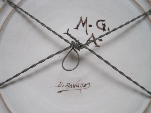 Grande piatto in ceramica dipinto con figure alla maniera di Boselli, Italia, anni '30-photo-3