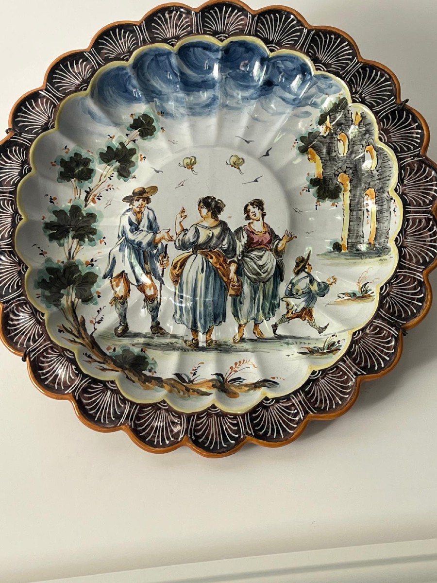 coppia di grandi piatti in ceramica, Albisola, Italia, anni '30-photo-1
