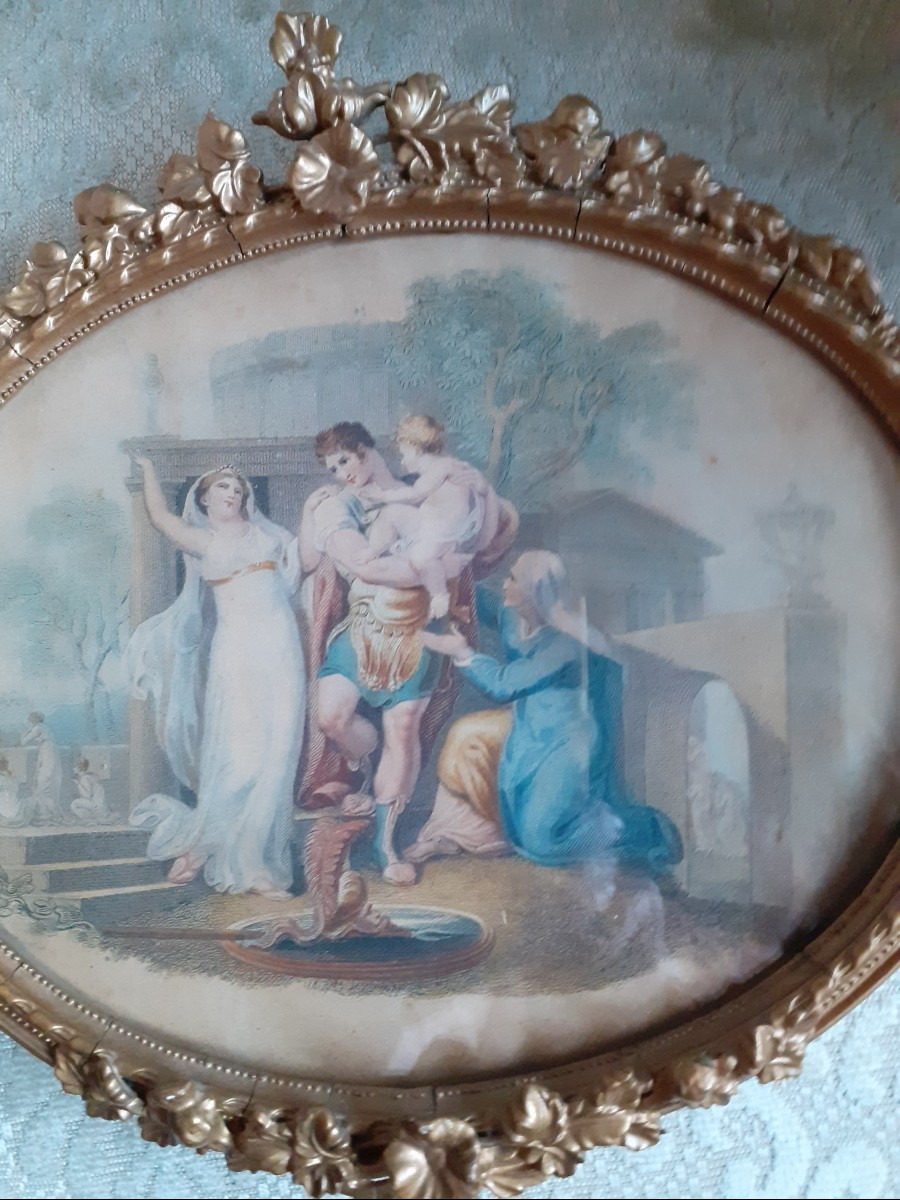 Coppia di stampe colorate con scene  classiche.  Inghilterra prima metà del XIX secol-photo-3