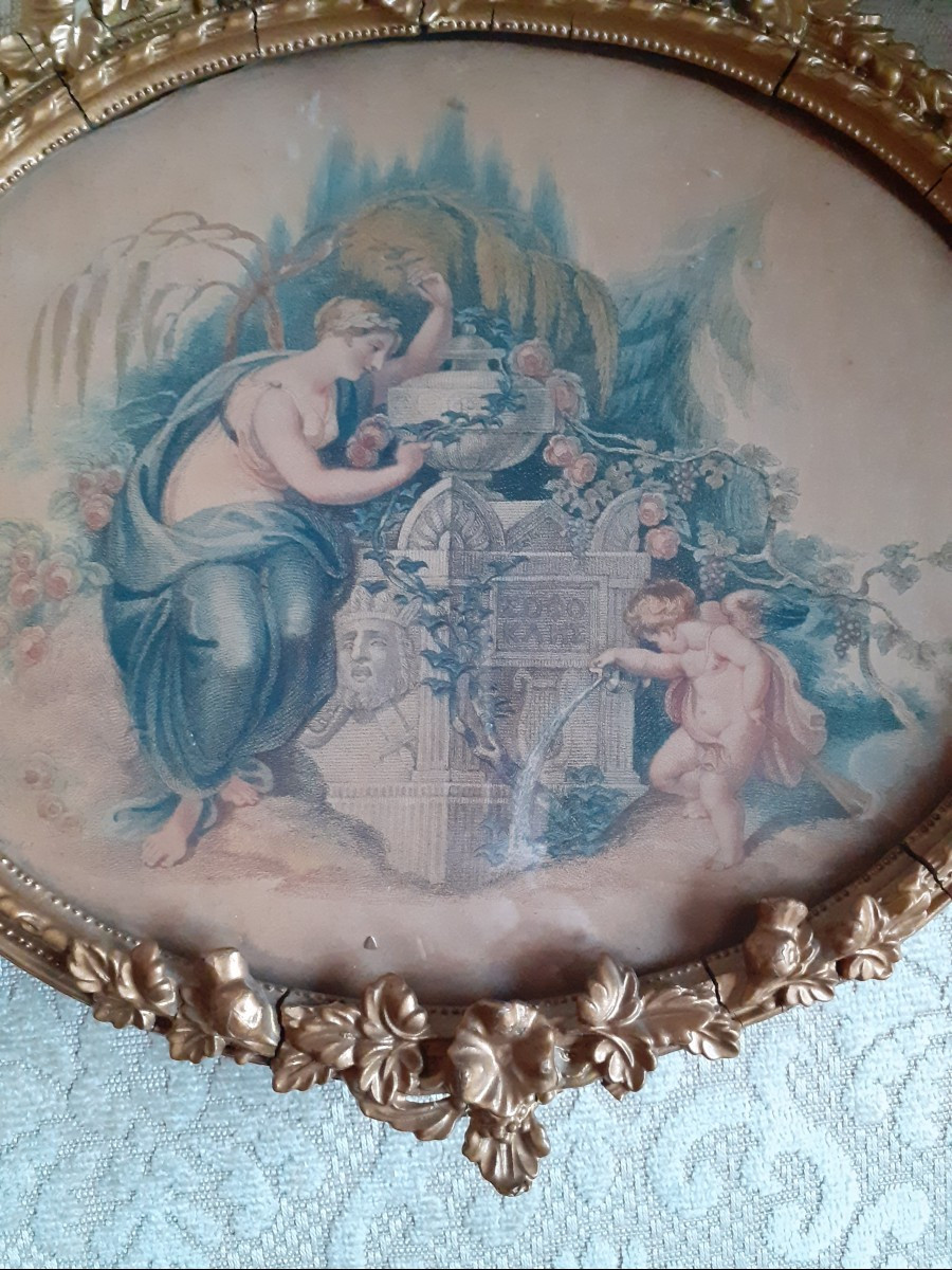 Coppia di stampe colorate con scene  classiche.  Inghilterra prima metà del XIX secol-photo-4