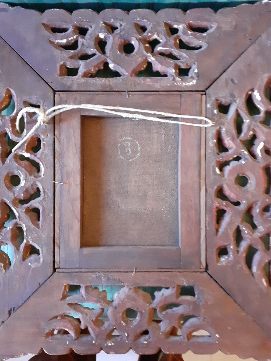 Scuola  spagnola o sud-americana,  olio su tela,  Madonna e Bambino,  Sc, XIX secolo-photo-3