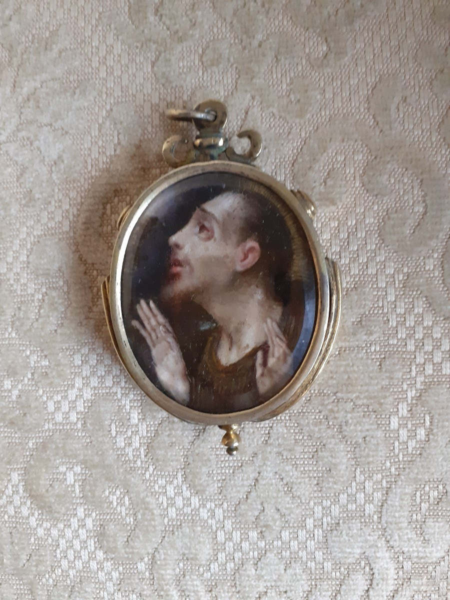 Reliquario di San Francesco,  olio su rame, Italia o Spagna XVIII secolo