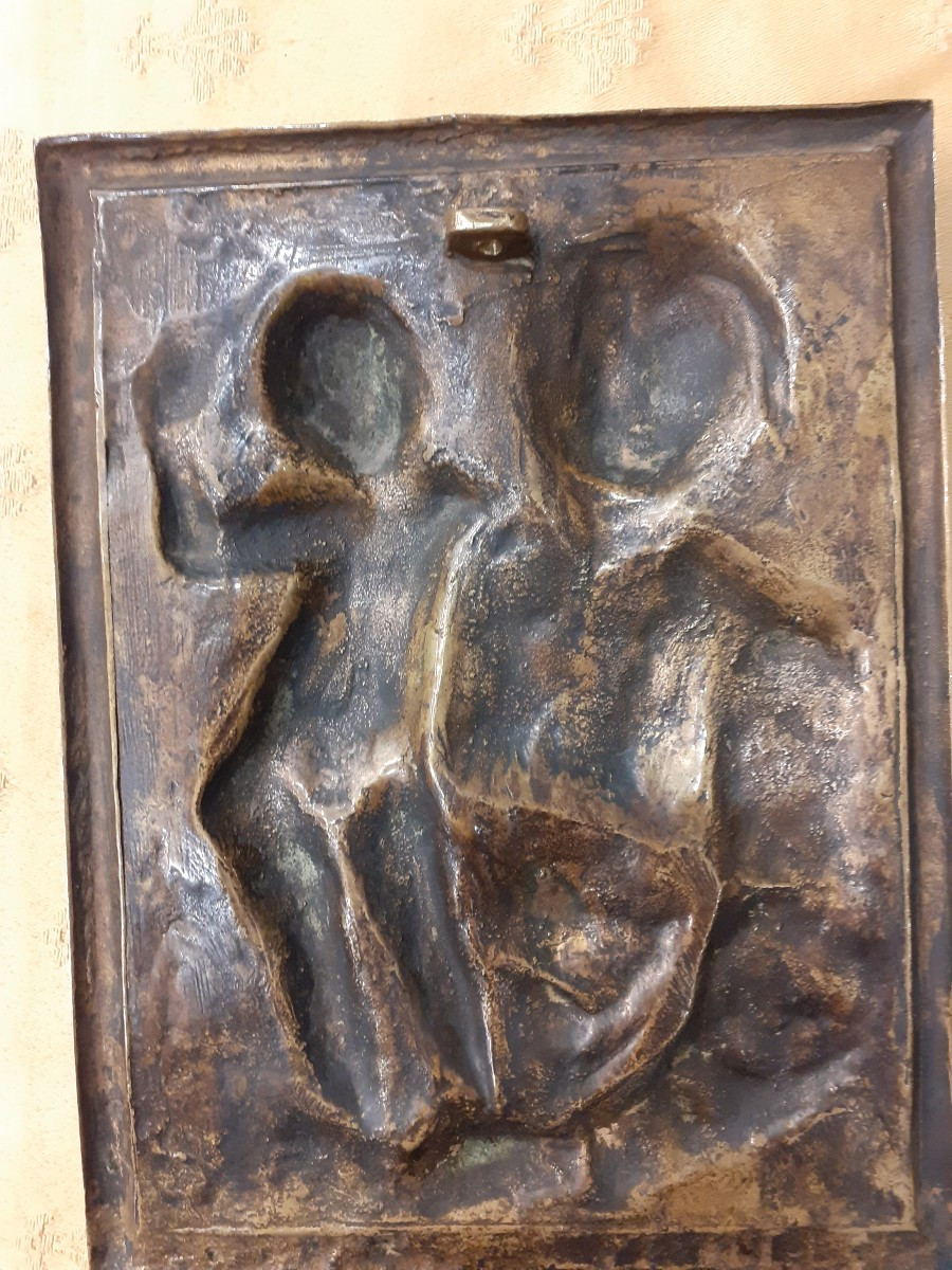 Madonna e Bimbo, placca in bronzo,  Italia XIX secolo-photo-3
