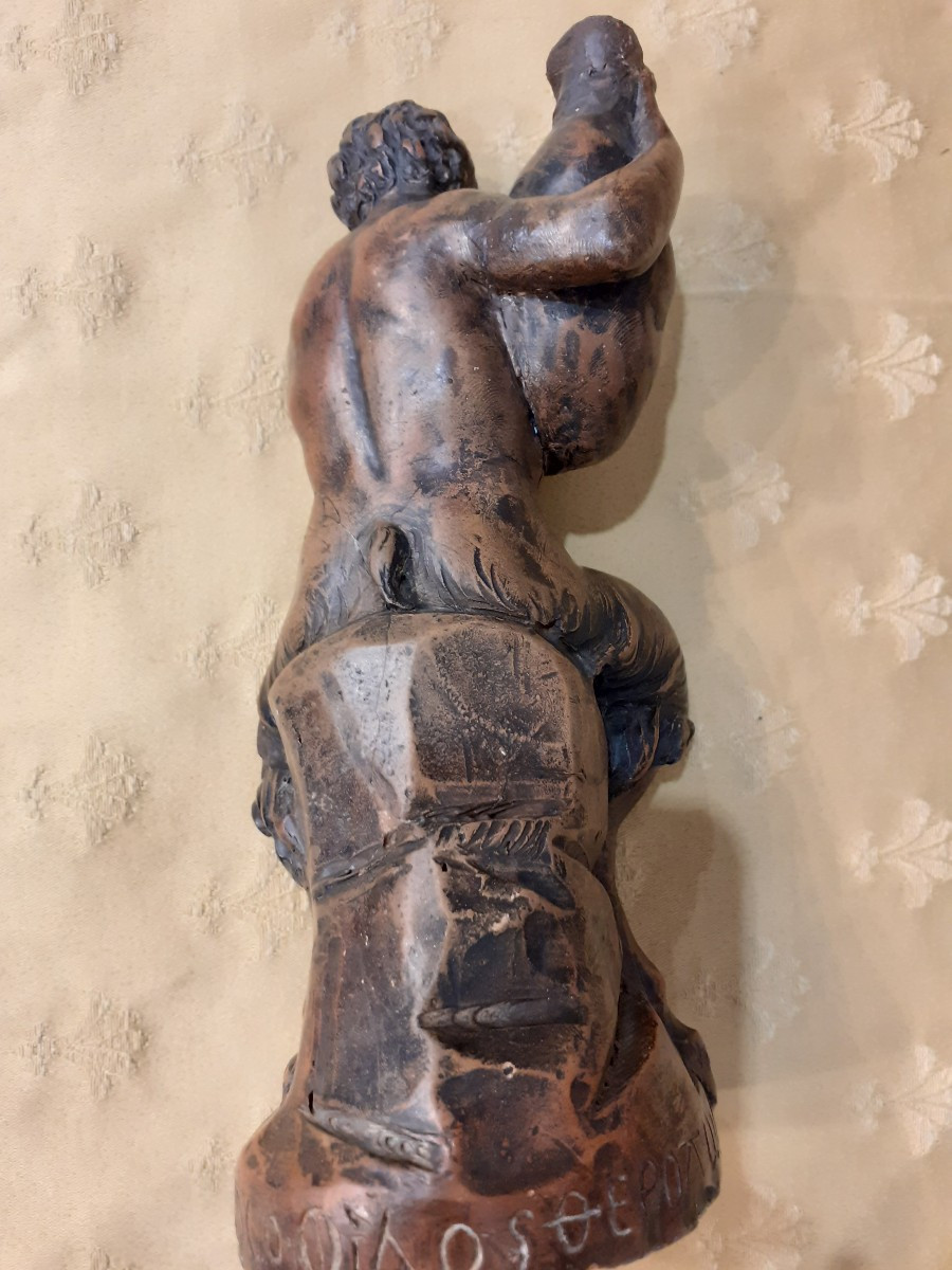 Scultura  in terracotta del Dio Pan, Italia, inixio '800-photo-4