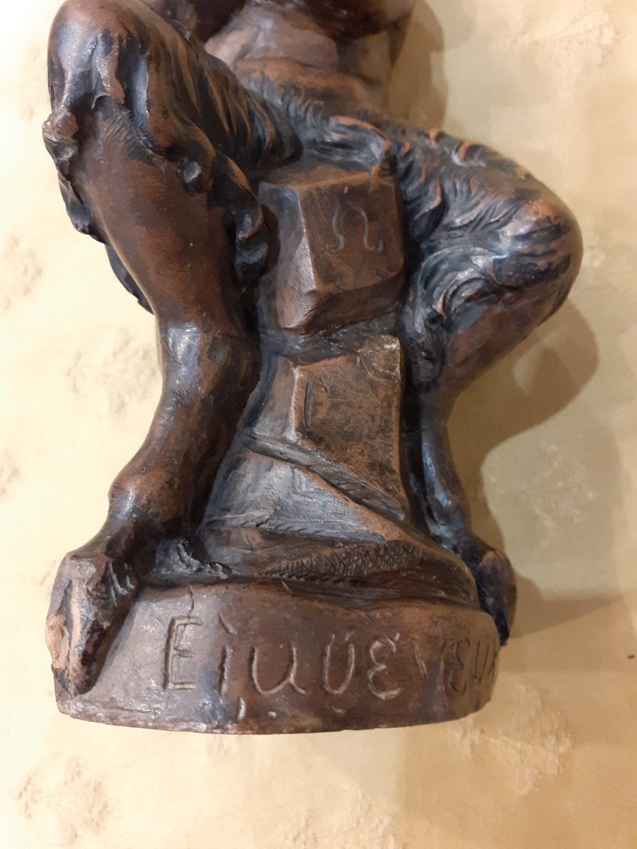 Scultura  in terracotta del Dio Pan, Italia, inixio '800-photo-1