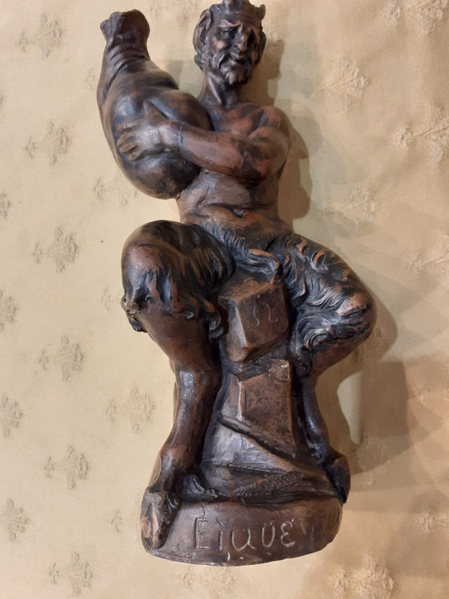 Scultura  in terracotta del Dio Pan, Italia, inixio '800