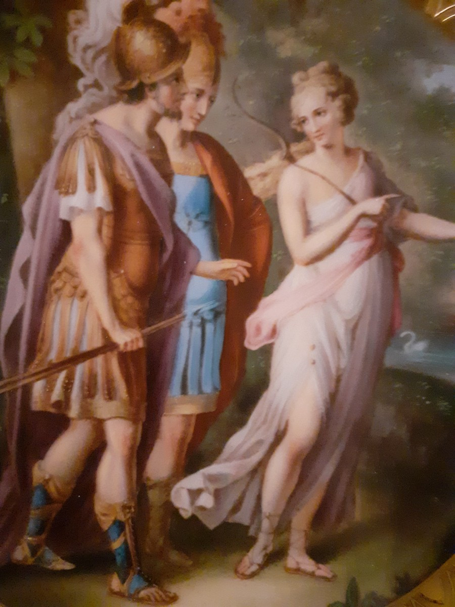 Piatto in porcellana di Vienna  dipinto con personaggi classici, VIenna, XIX secolo -photo-2