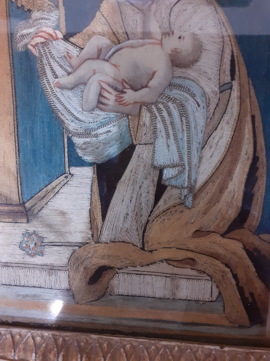 RIcamo a fili incollat su seta, Italia inizio XIX secolo-photo-3