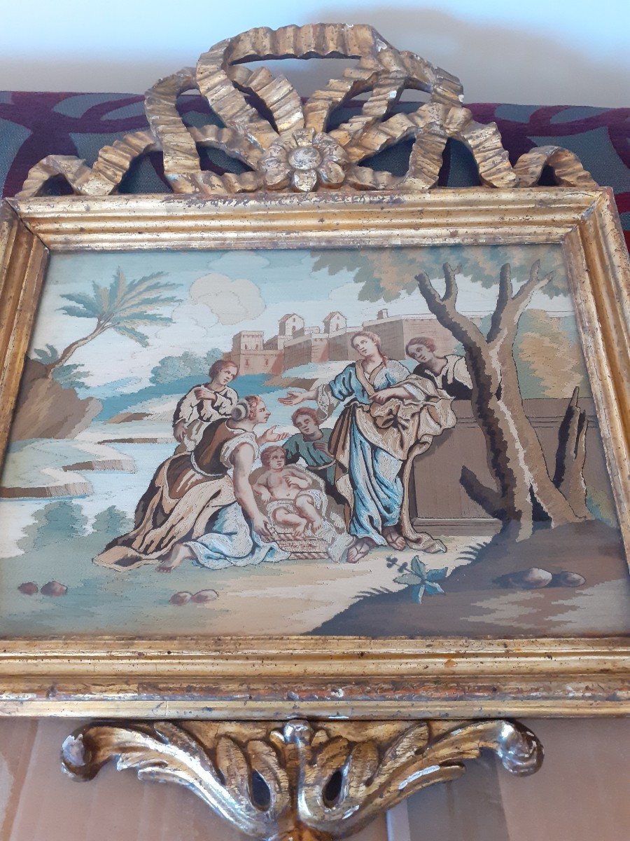 Coppia di ricami a fili incollati, Italia XVIII secolo