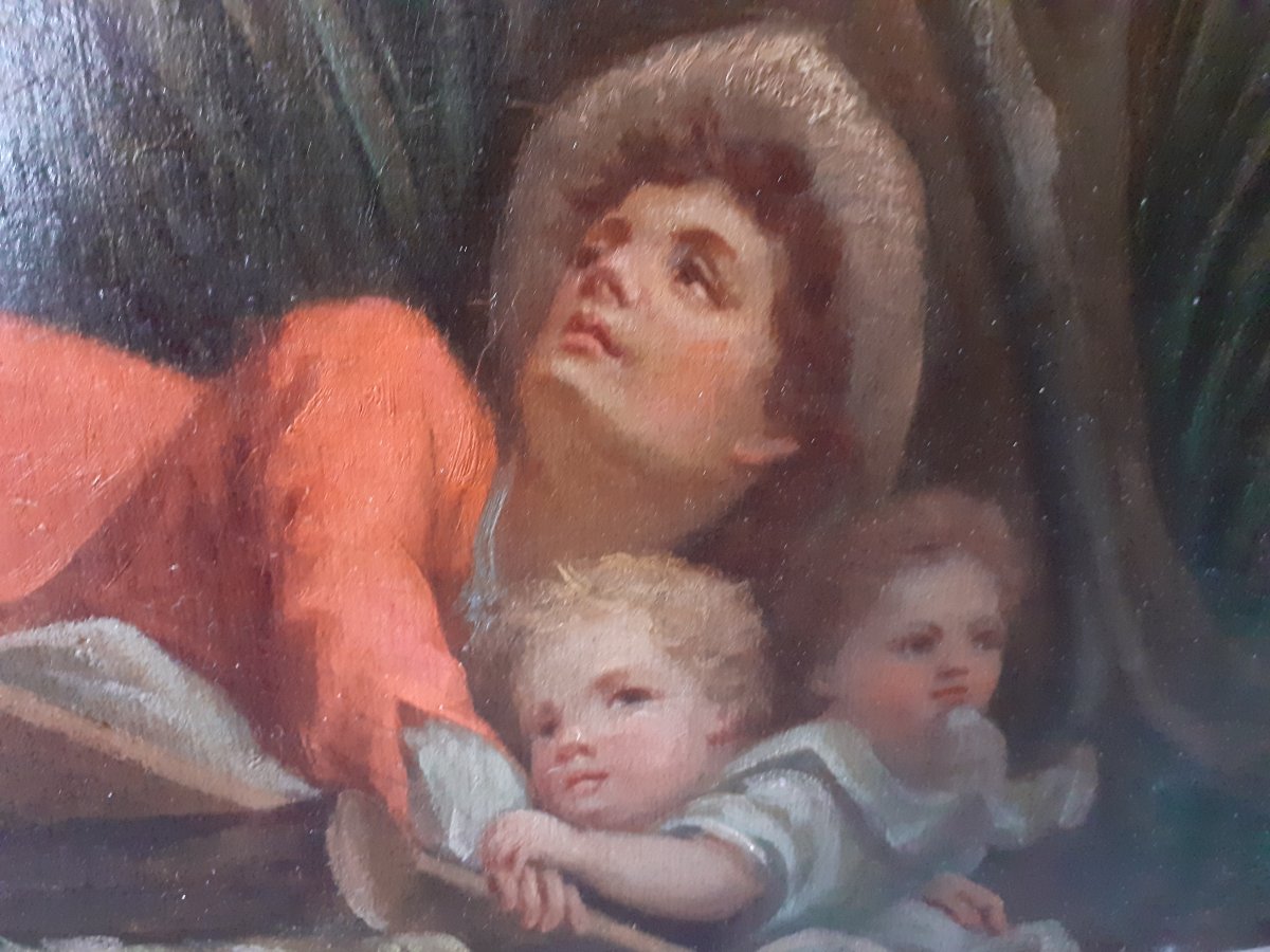 Altalena a bascula, olio su tela, da Fragonard, Francia XIX secolo-photo-2
