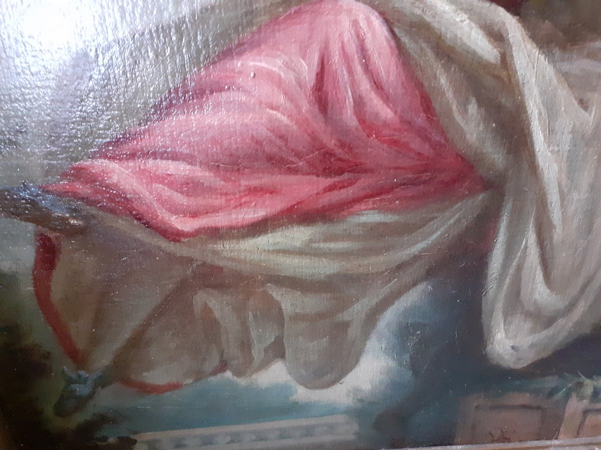 Altalena a bascula, olio su tela, da Fragonard, Francia XIX secolo-photo-4