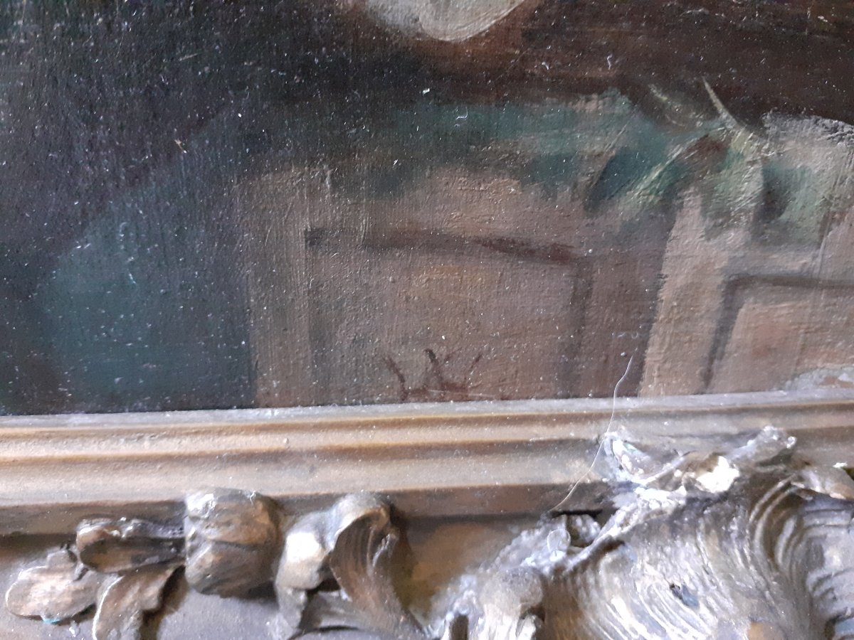 Altalena a bascula, olio su tela, da Fragonard, Francia XIX secolo-photo-1
