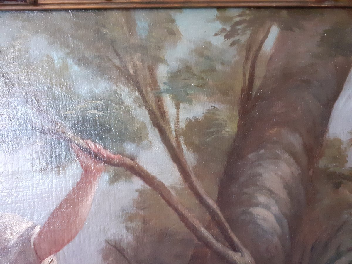 Altalena a bascula, olio su tela, da Fragonard, Francia XIX secolo-photo-2