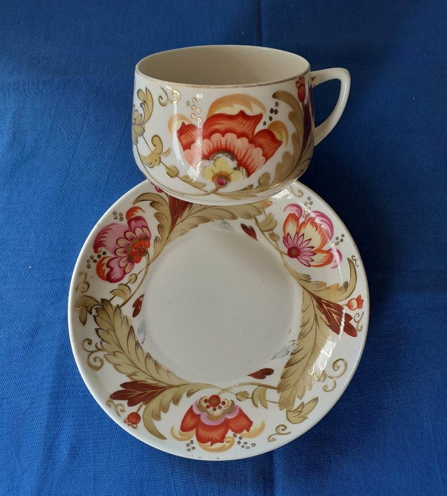 tazza e piattino in porcellana, Russia XX secolo-photo-3