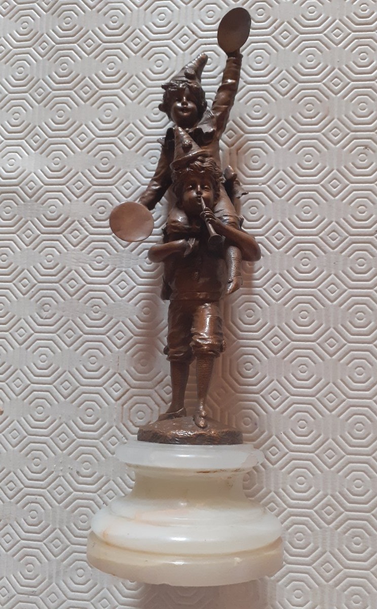 I Saltimbanchi Musicisti, gruppo in bronzo  di V. Seifert, Austria XX secolo