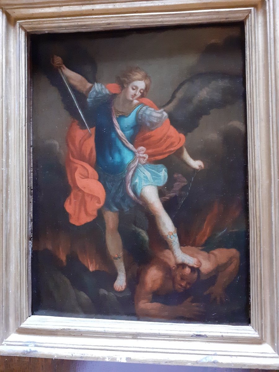 San Michele Archangelo, olio su rame, Italia  XVIII secolo