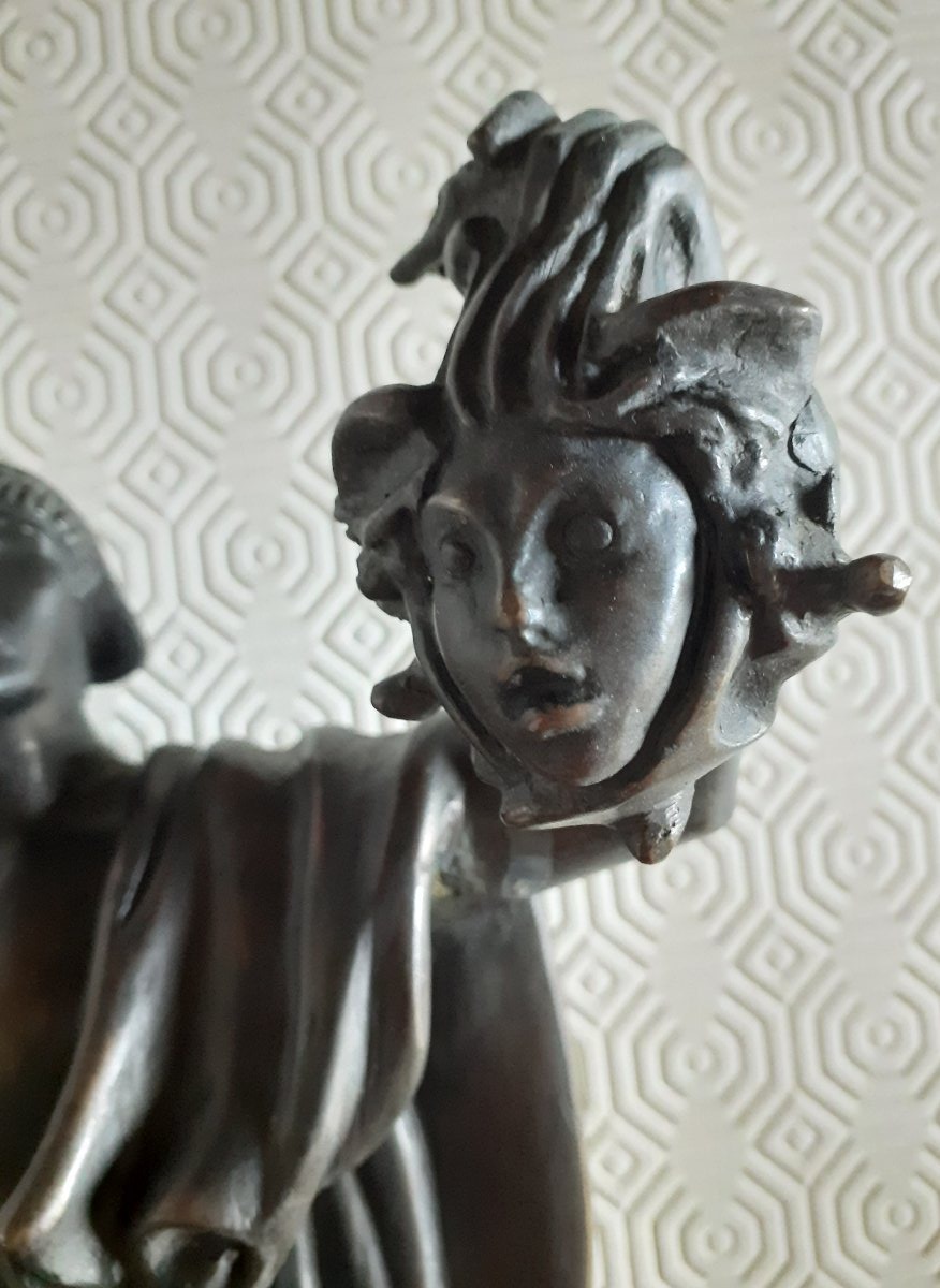 Perseo che mostra  la testa di Medusa, bronzo patinato, Italia 1930 circa-photo-3