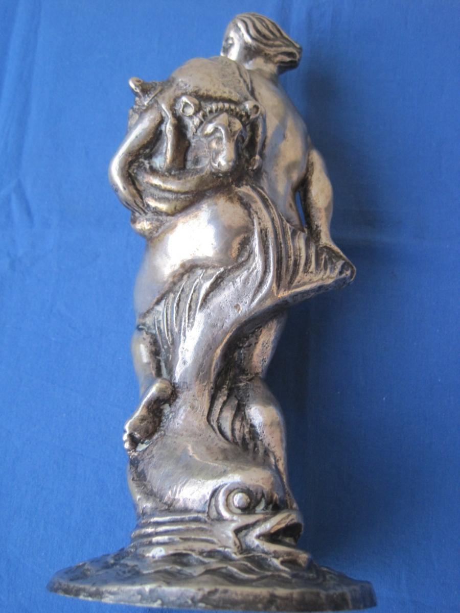 Sculpture Art Deco En Bronze Argenté Rèpresentant Ariane, Italie, 1920-30-photo-2