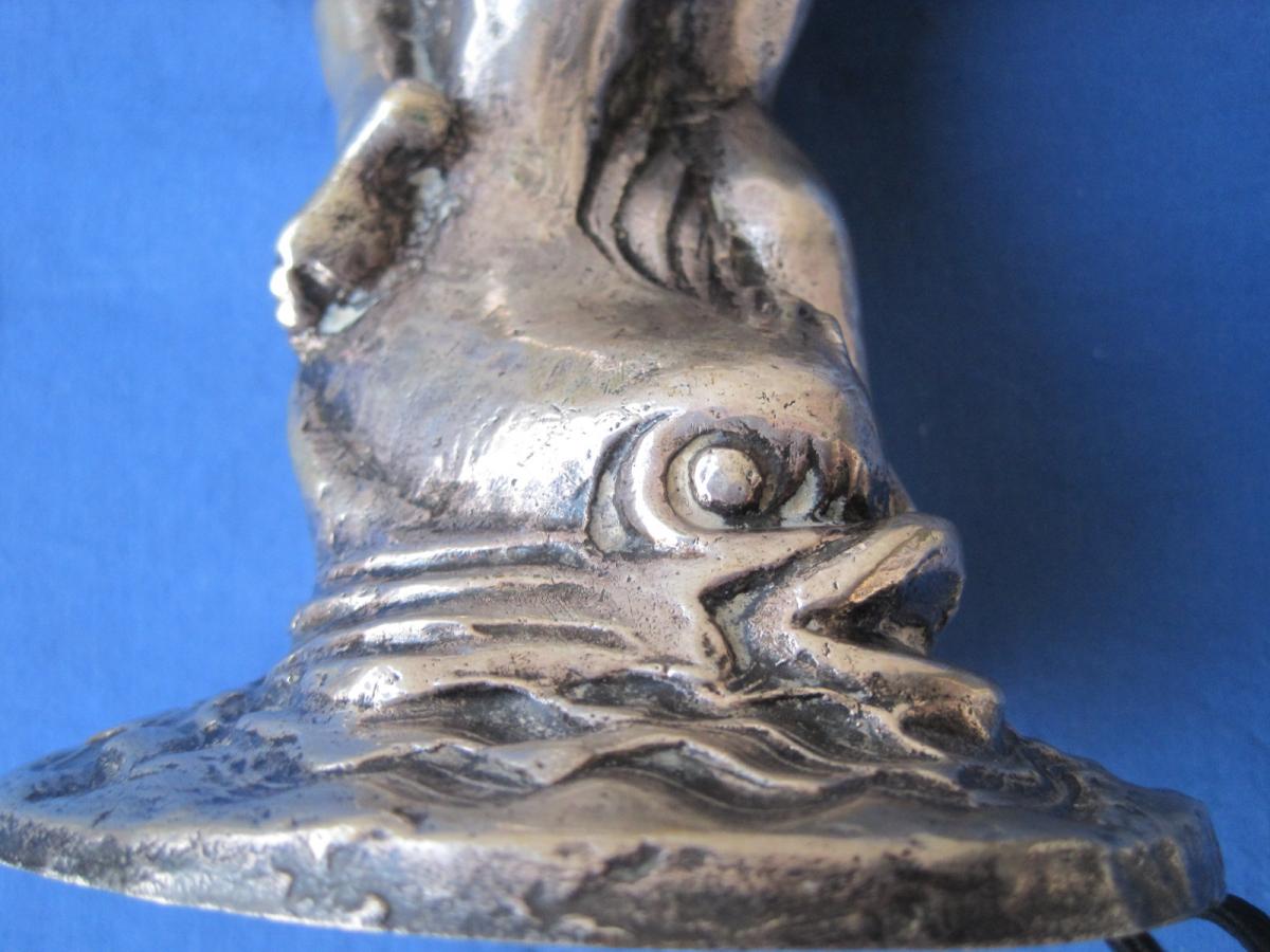 Sculpture Art Deco En Bronze Argenté Rèpresentant Ariane, Italie, 1920-30-photo-4