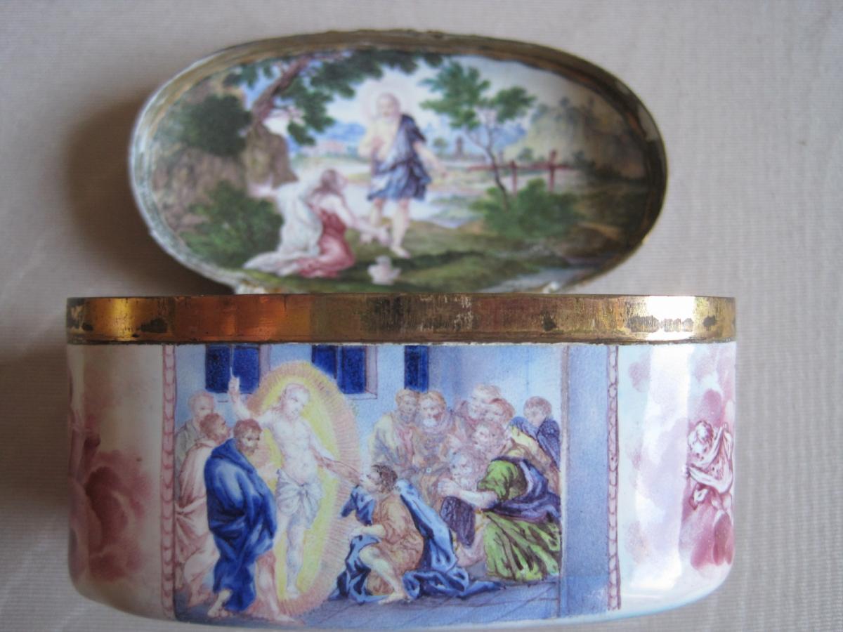 Boite èmaillé Aver Scenes De La Vie De Jèsus, XVIIIe