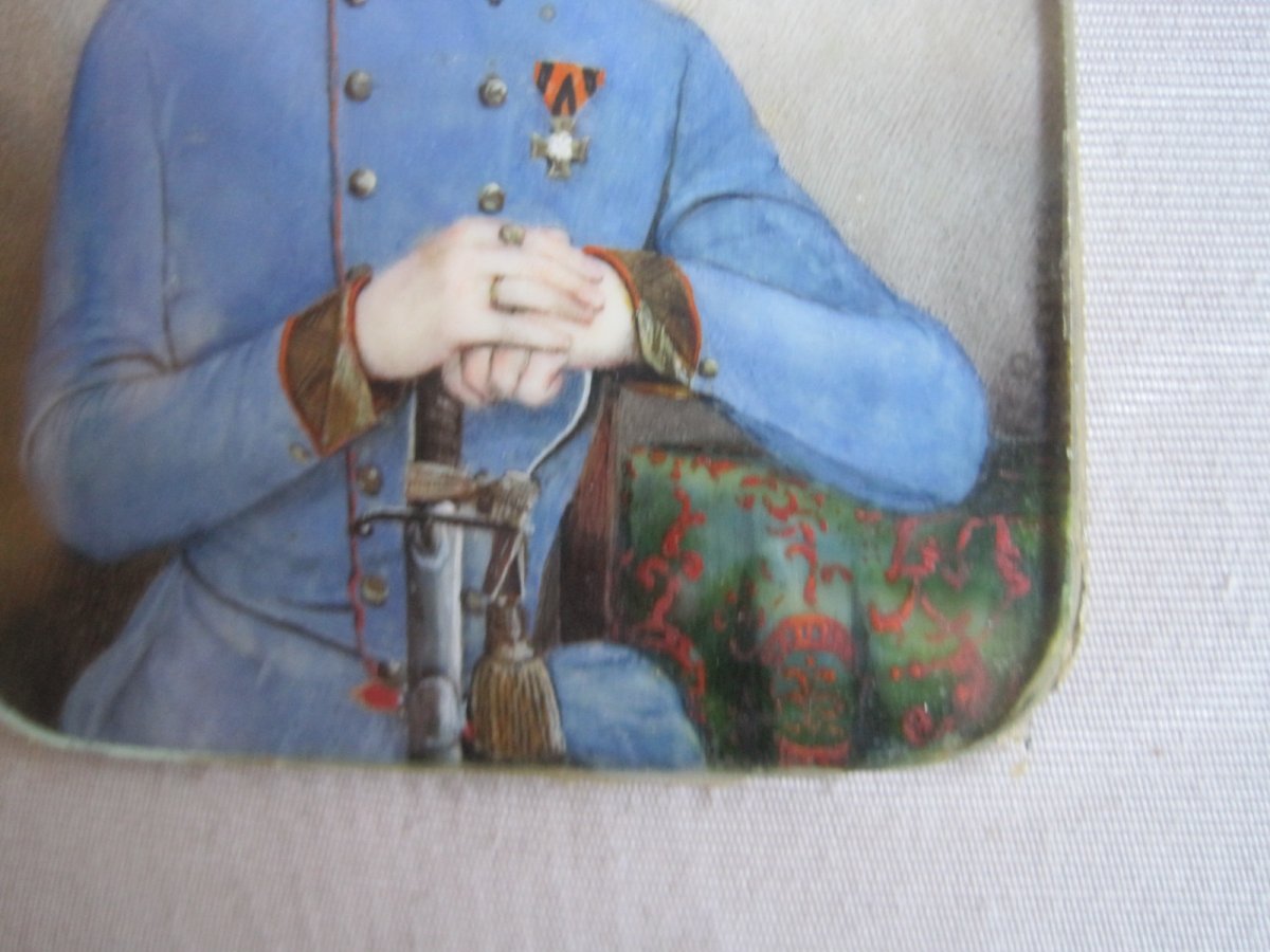 Ritratto in miniatura di un ufficiale.  Firma illegibile.  Austria 1820-photo-2