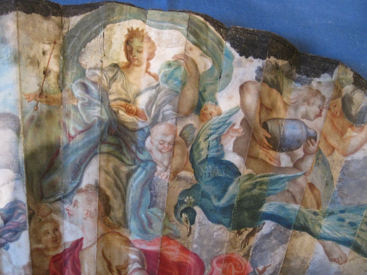La Caccia di Diana e Endimione, ventaglio pieghevole dipinto su pelle, Italia 1750, with CITES-photo-1