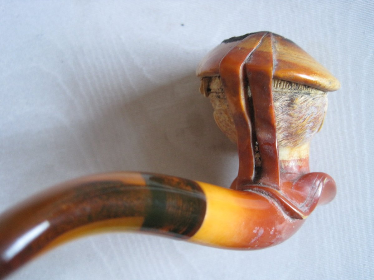 Pipe En ècume De Mer Représentante Un Marin Avec Béret, Dèbut Du XXè Siècle-photo-3