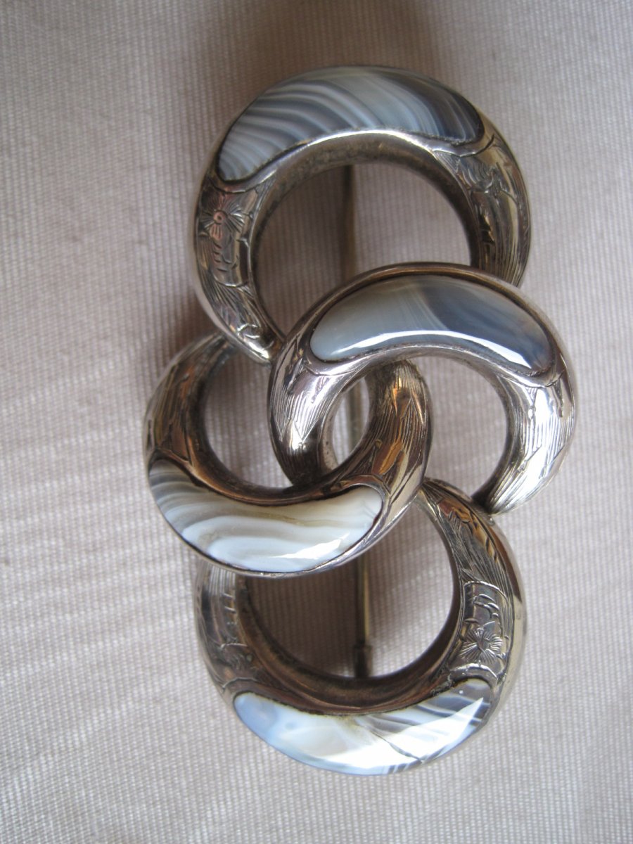 Broche En Argent Et Agate, Ecosse ,début Du XXè