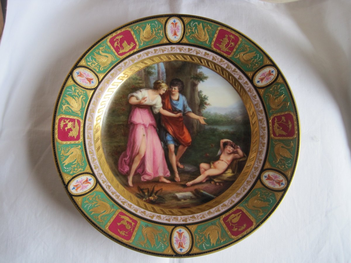 Assiette En Porcelaine à Décor De Scène Classique, Vienne XIXe Siècle