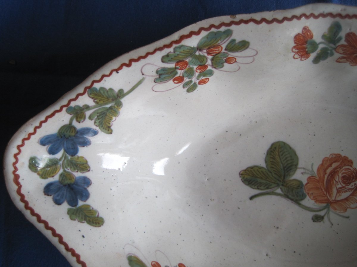 Saucière En Faience, Decoré Avec Fleurs, Italie Du Nord (Bassano) XVIIIe Siècle-photo-2